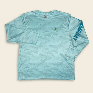 Solar Bear Aqua Blue Camo Long Sleeve T-Shirt